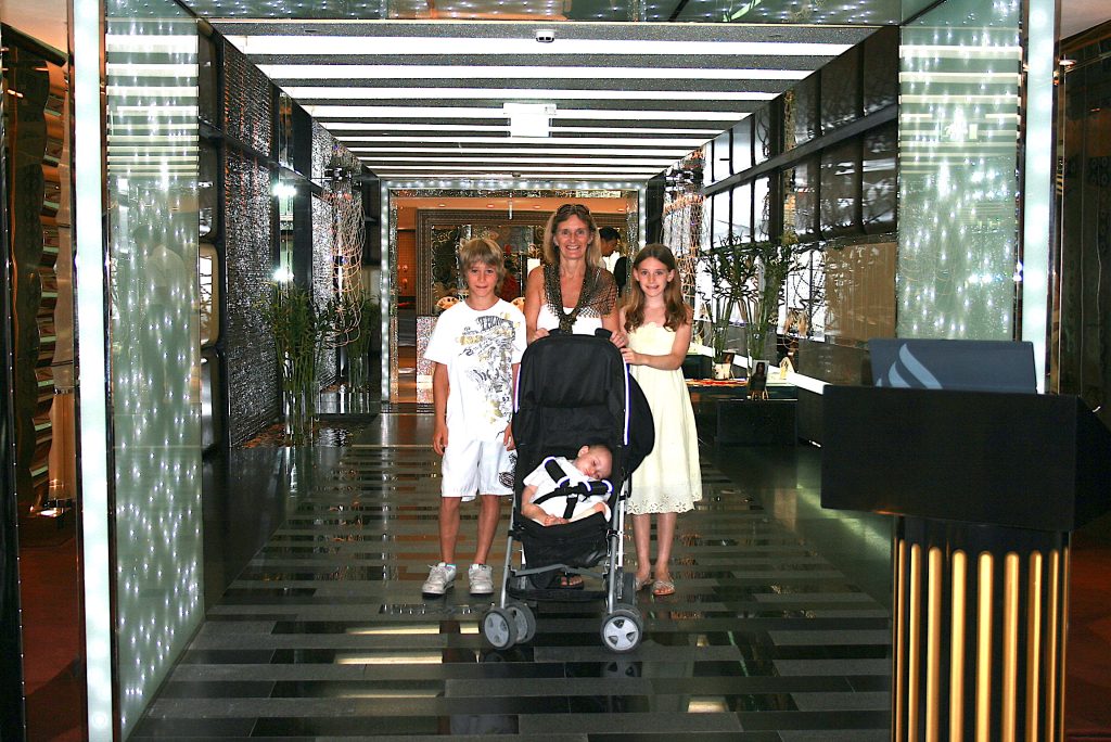 Family photograph inside the Burj Al Arab hotel in Dubai